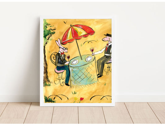 Whimsical Bemelmans inspired Water Color Art Print