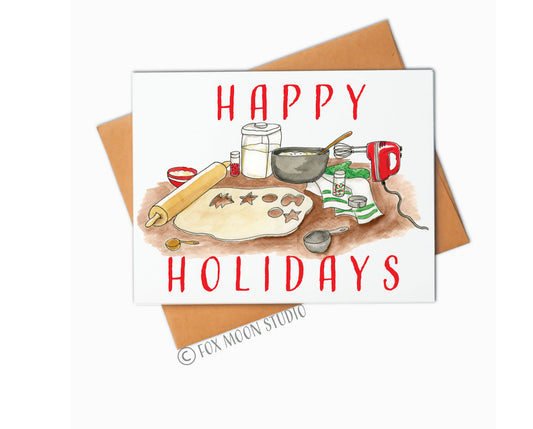 Happy Holidays Baking Cookies - Holiday Greeting Card
