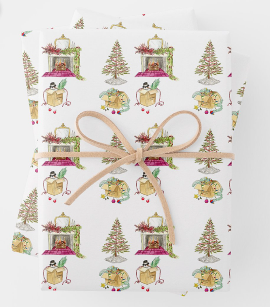 Christmas Floral  Gift Wrap - 3 Sheets – Brengare Studio