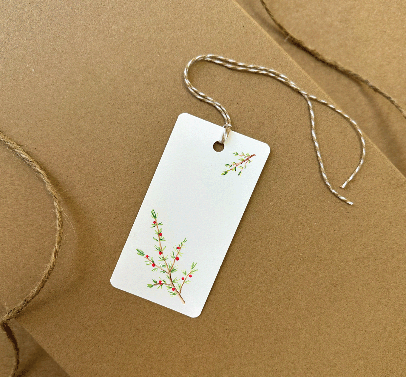 Holiday Evergreen Sprig Gift Tag