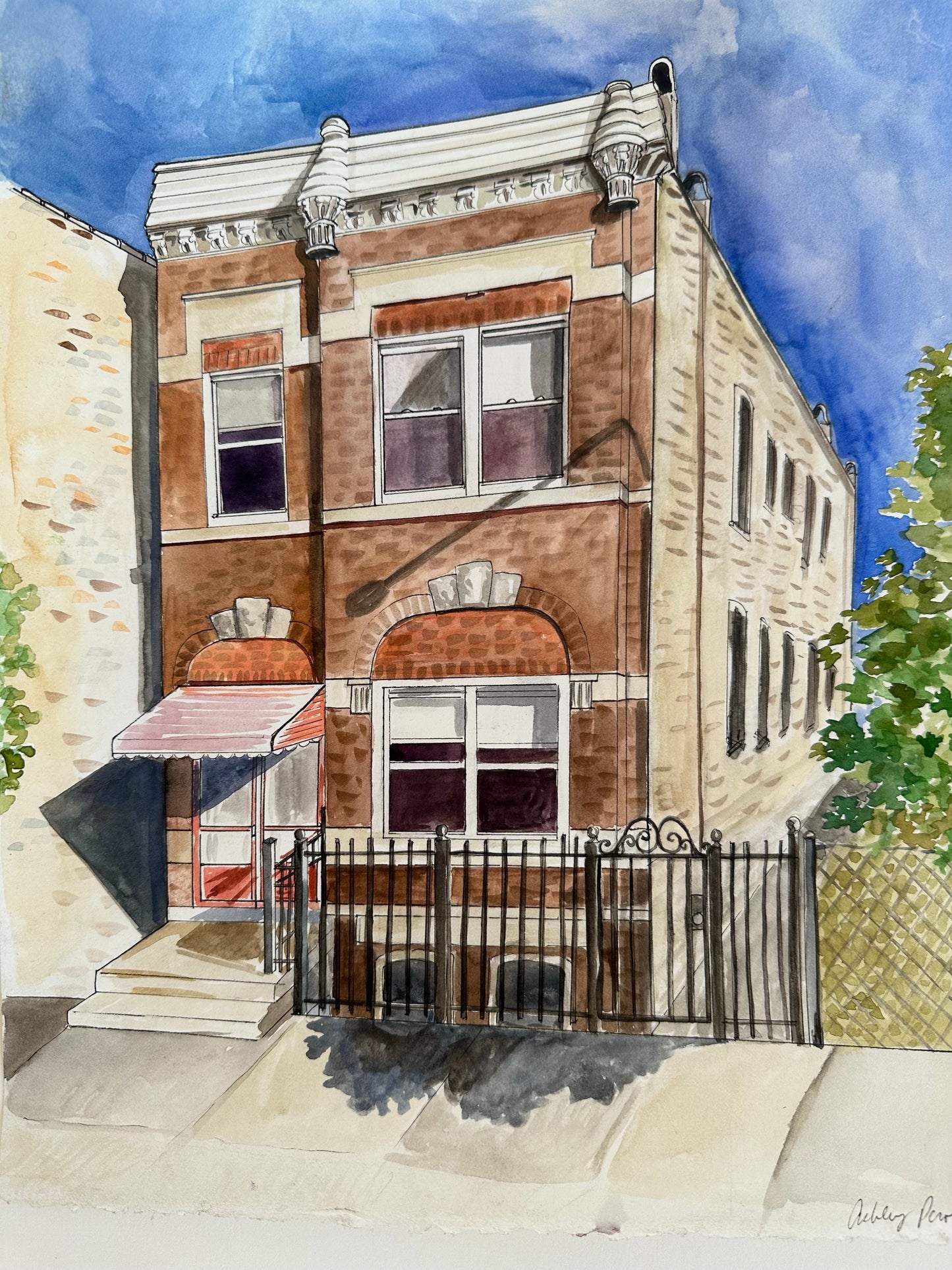 Custom Watercolor illustration of Chicago building