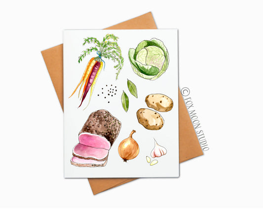 Corned Beef & Cabbage - Saint Patrick's Day Greeting Card