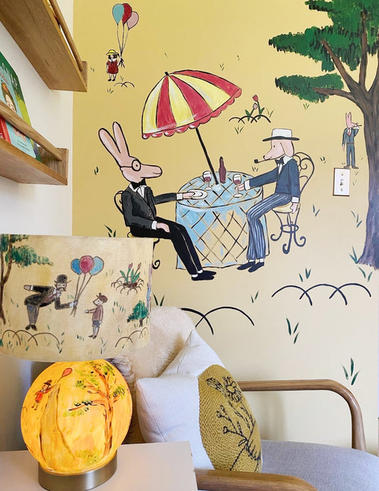 Nursery mural inspired by Ludwig Bemelmans' murals in The Carlyle Hotel - Fox Moon Studio