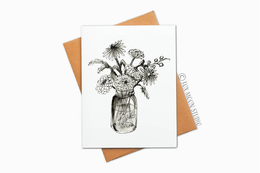 Mason Jar Flowers - Greeting Card