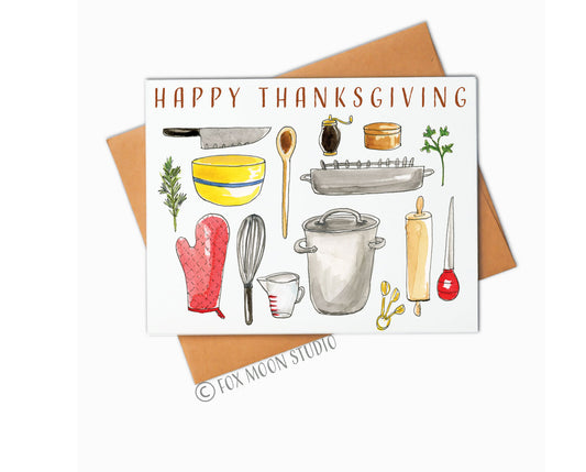 Happy Thanksgiving Happy Cooking - Greeting Card