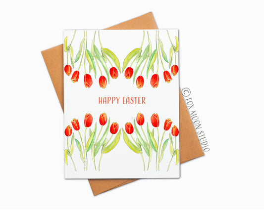 Happy Easter with Tulips - Easter Greeting Card