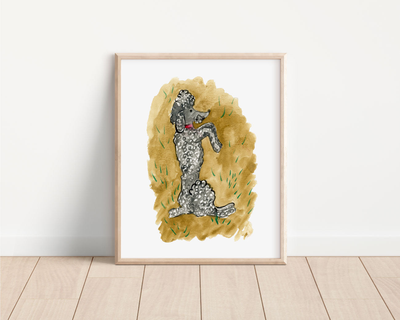 Playful Poodle - Water Color Art Print