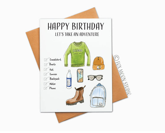 Let's Go On An Adventure  - Birthday Greeting Card